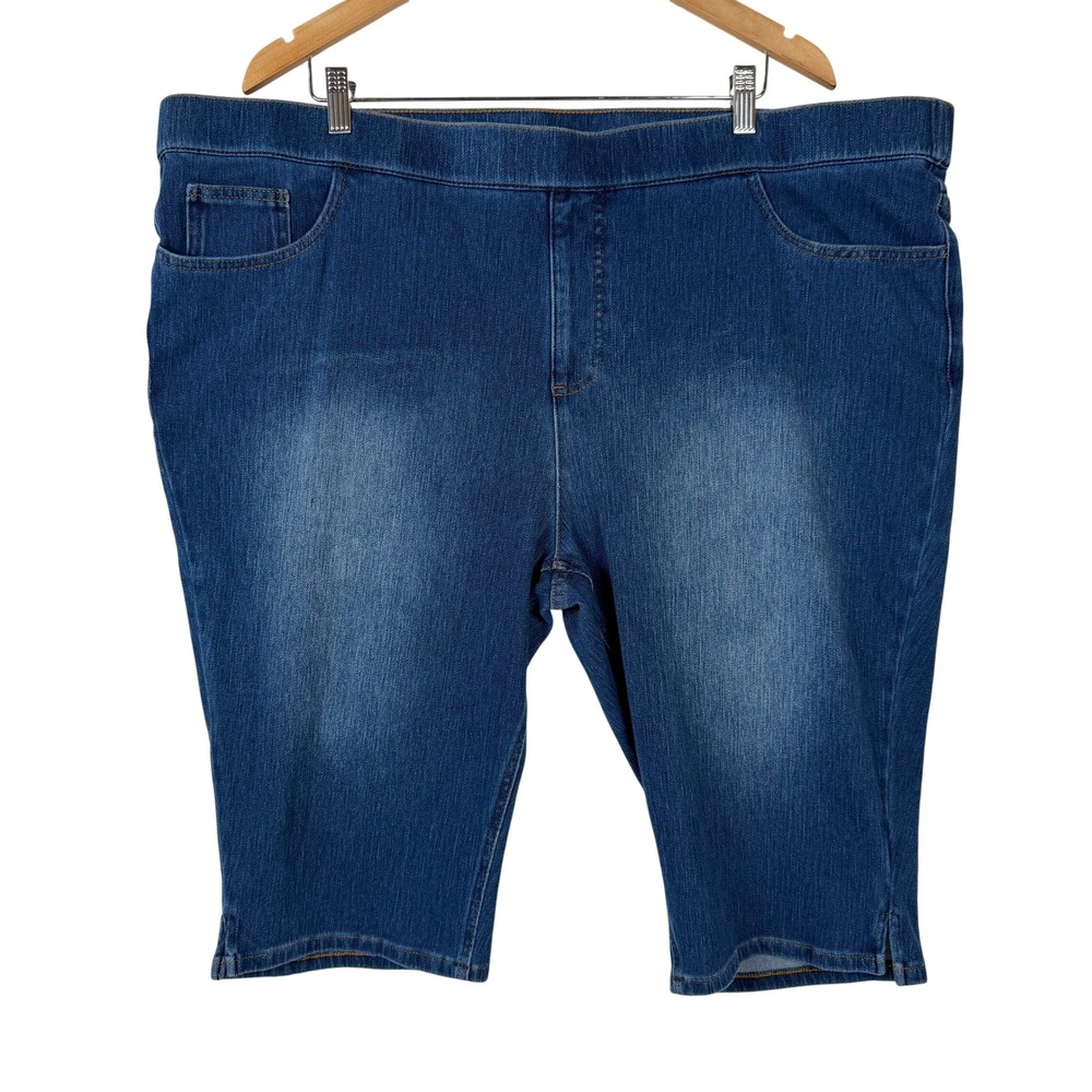 Isaac Mizrahi Live Denim Bermuda Shorts Womens 26WP Blue‎ Pull On Stretch B-488